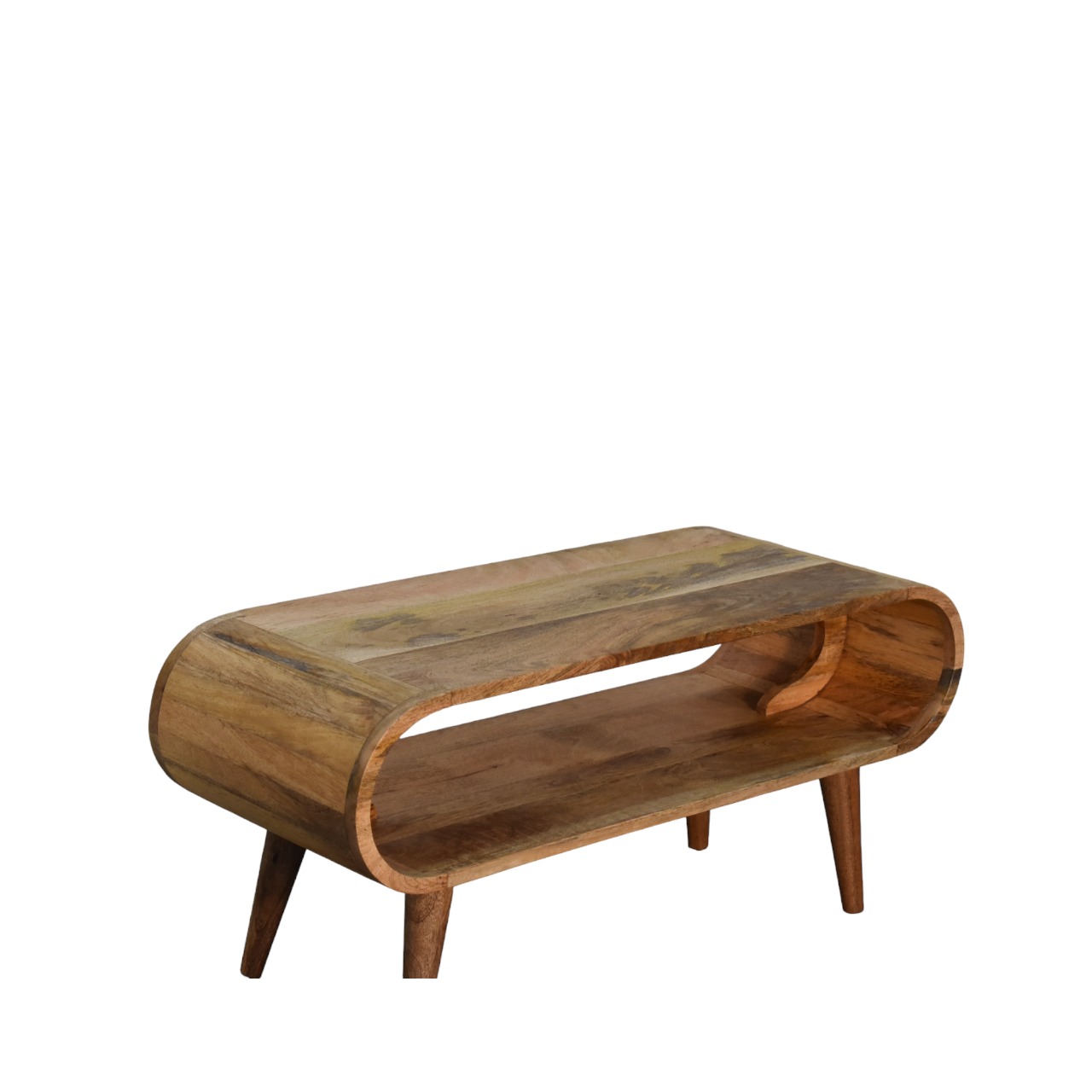 Solid Mango Wood Oak Finished Amaya Nordic Style Coffee Table - Image 8