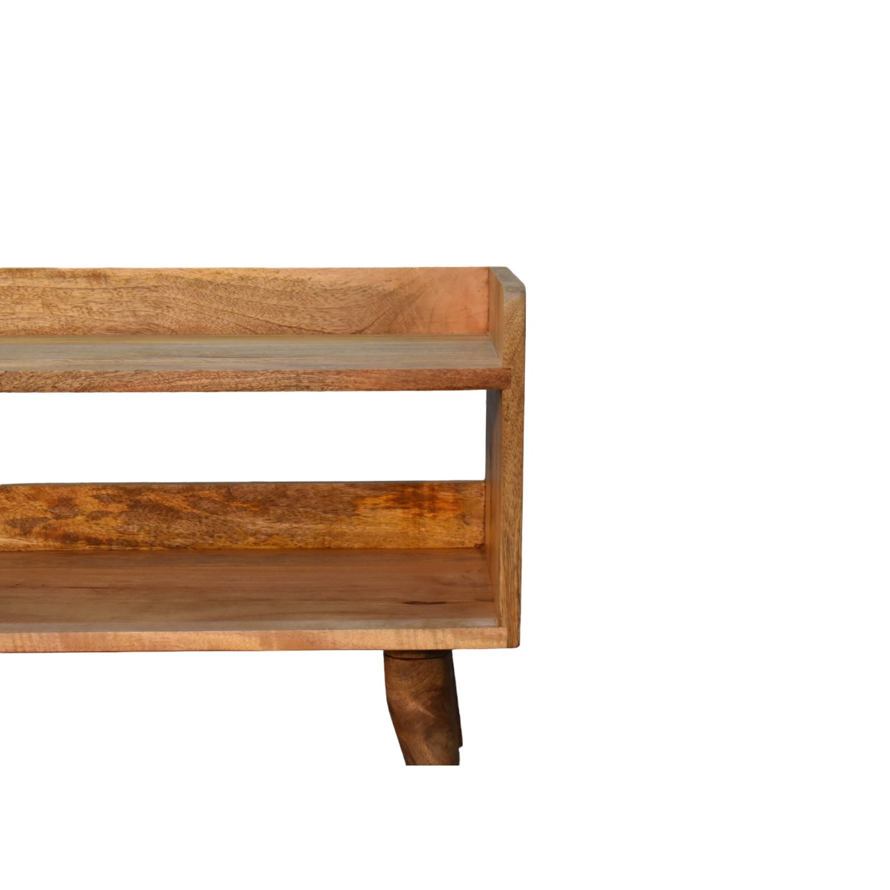 Solid Mango Wood Oak Finished Nordic Storage Bench - Image 6