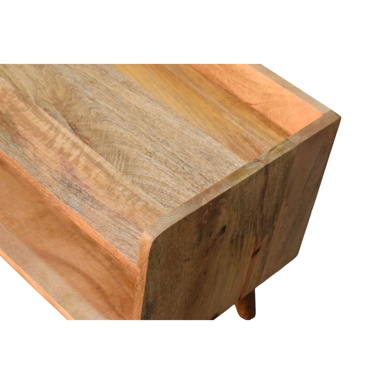 Solid Mango Wood Oak Finished Nordic Storage Bench - Image 8