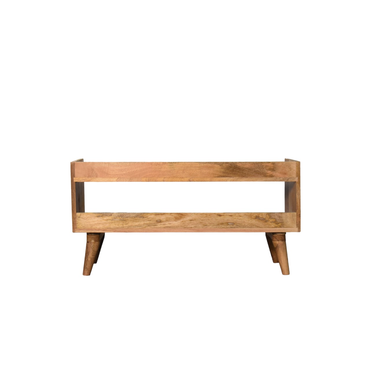 Solid Mango Wood Oak Finished Nordic Storage Bench - Image 9