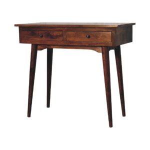 Solid Mango Wood Chestnut Finished 2 Drawer Console Table