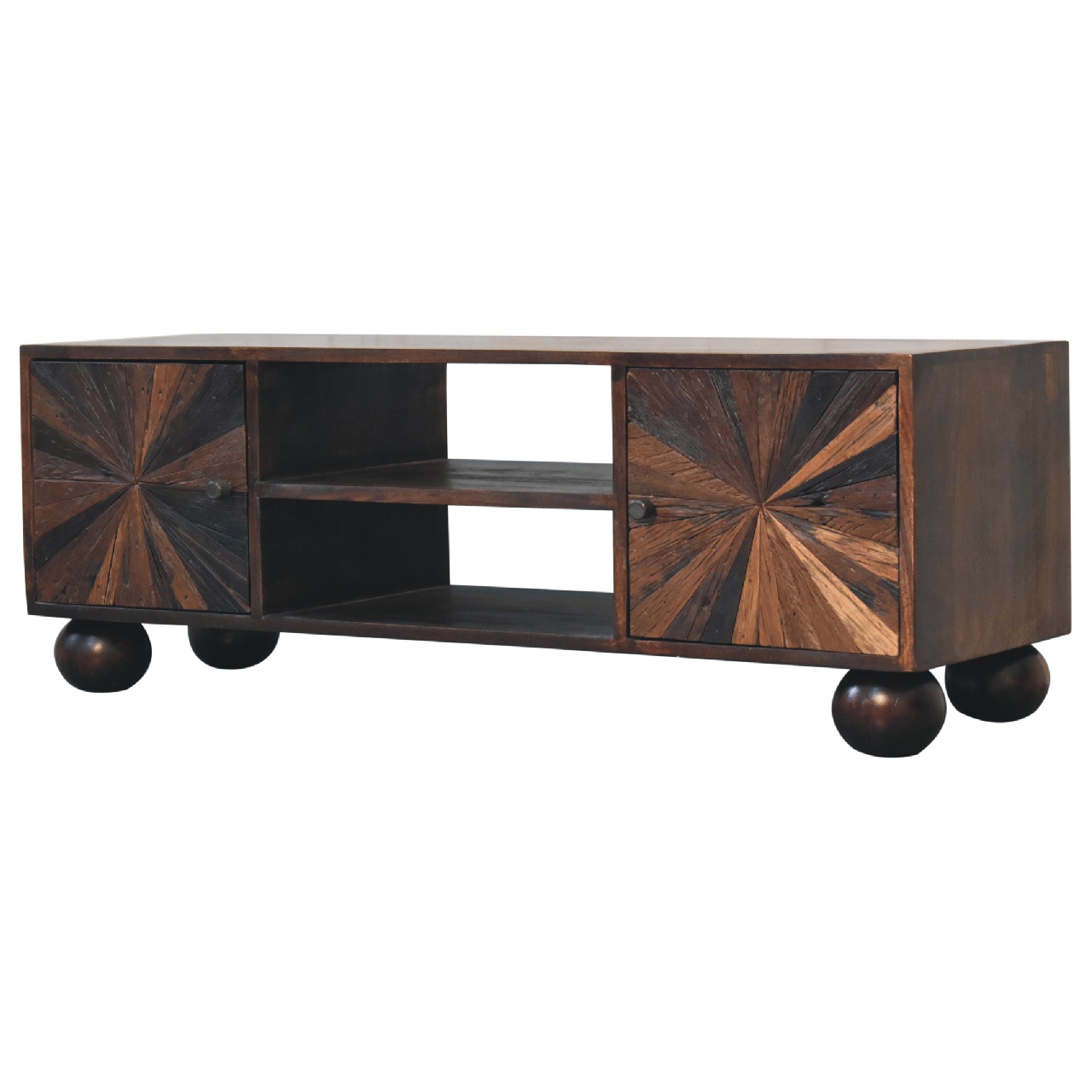 Solid Mango Wood California Walnut Finished Reclaimed Television/Media Unit - Image 2