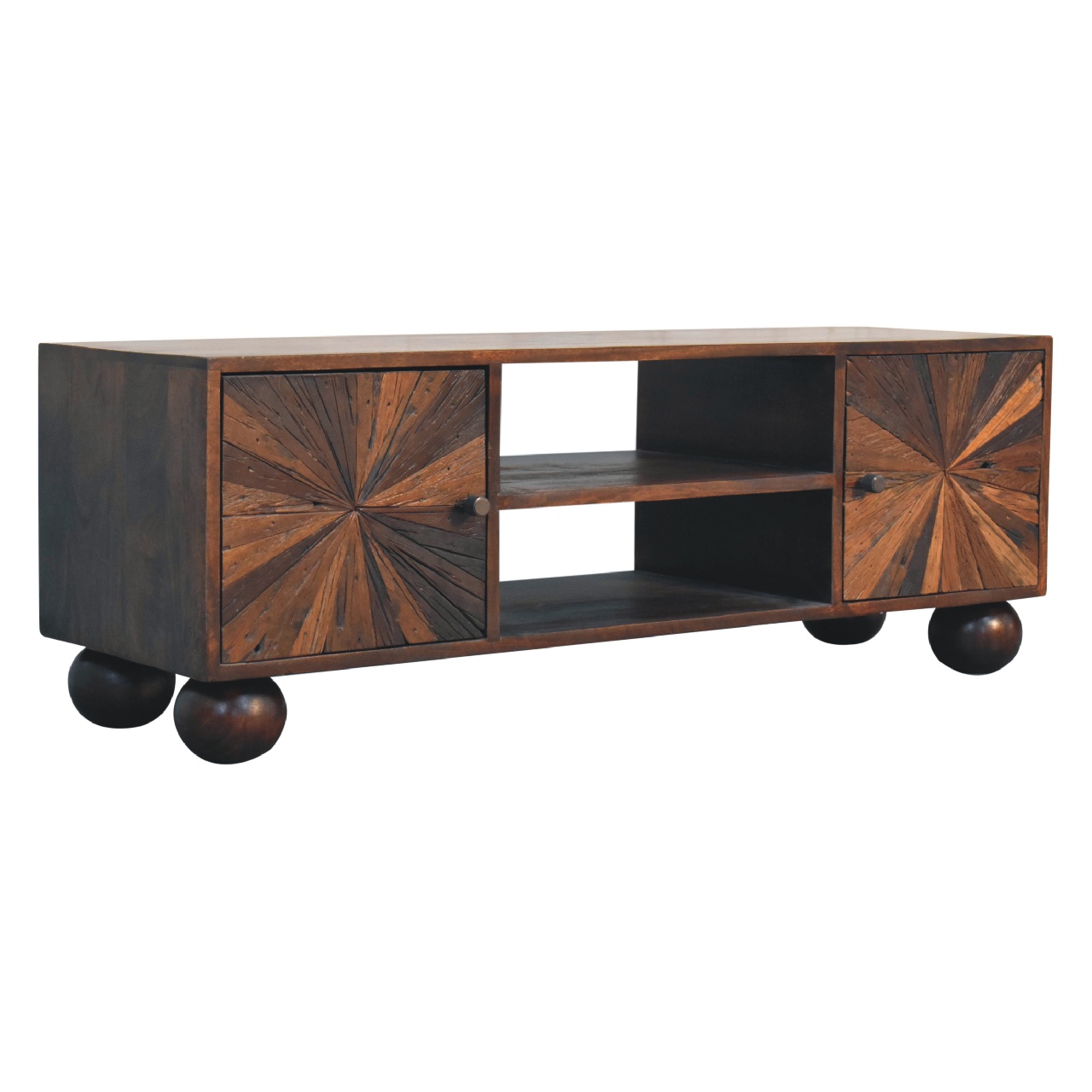 Solid Mango Wood California Walnut Finished Reclaimed Television/Media Unit - Image 3