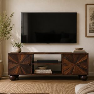 Solid Mango Wood California Walnut Finished Reclaimed Television/Media Unit