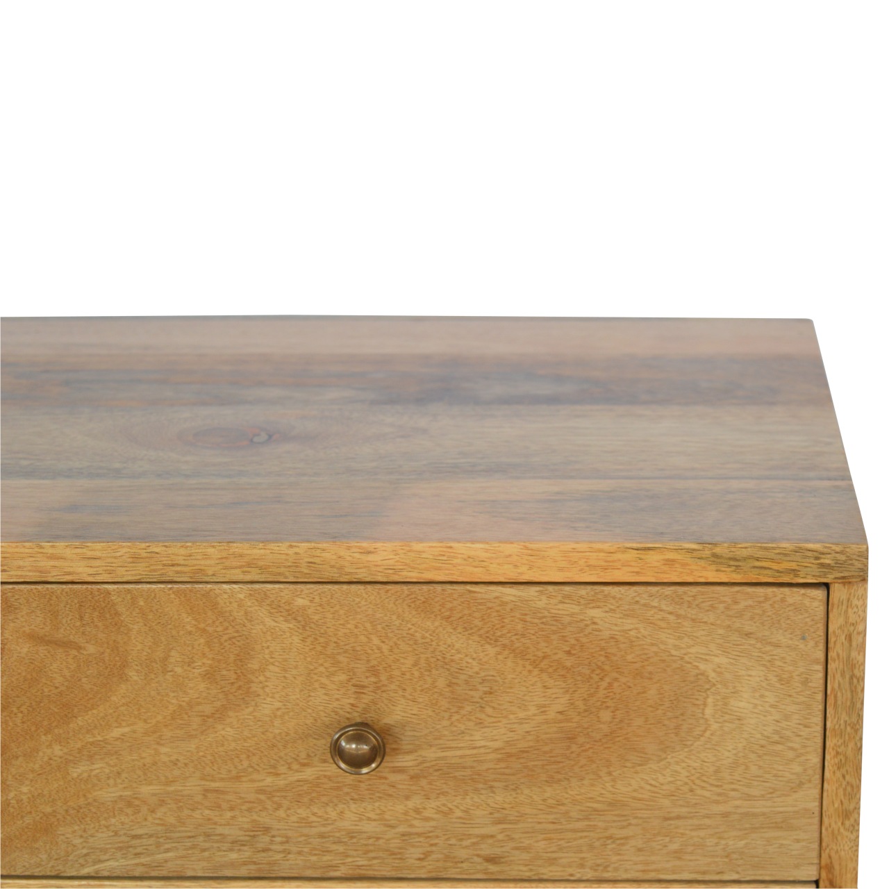 Solid Mango Wood Oak Finished Nordic 4 Drawer Console - Image 3
