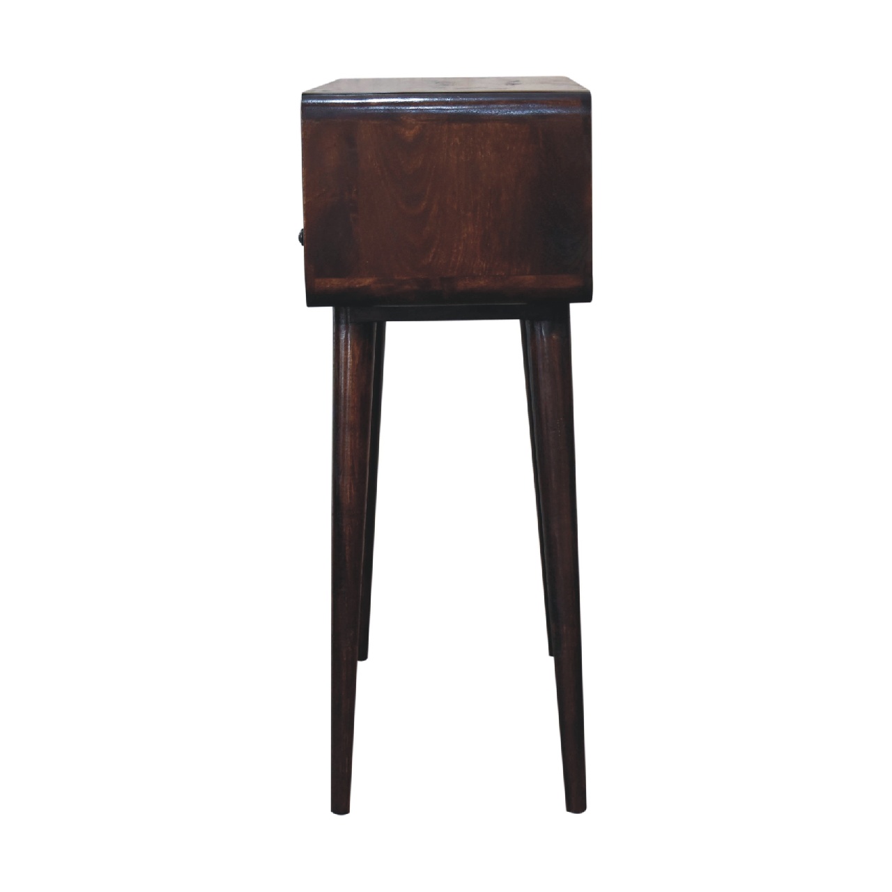 Solid Mango Wood California Walnut Finished 2 Drawer Curved Console Table - Image 6