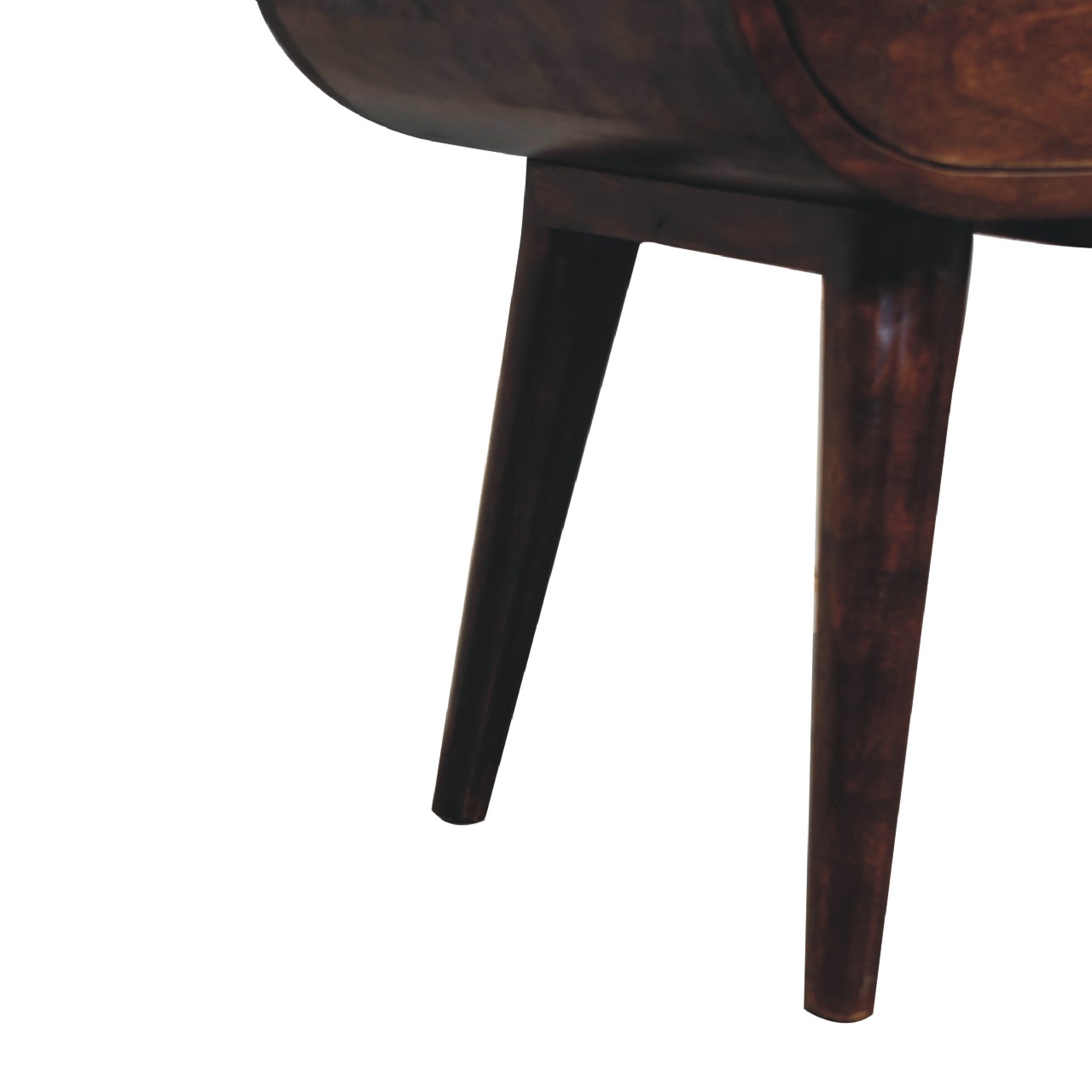 Solid Mango Wood California Walnut 1 Drawer 1 Slot Rounded Bedside - Image 7