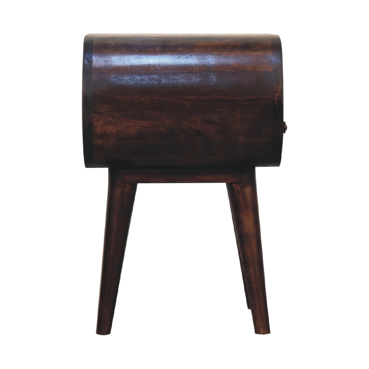 Solid Mango Wood California Walnut 1 Drawer 1 Slot Rounded Bedside - Image 8