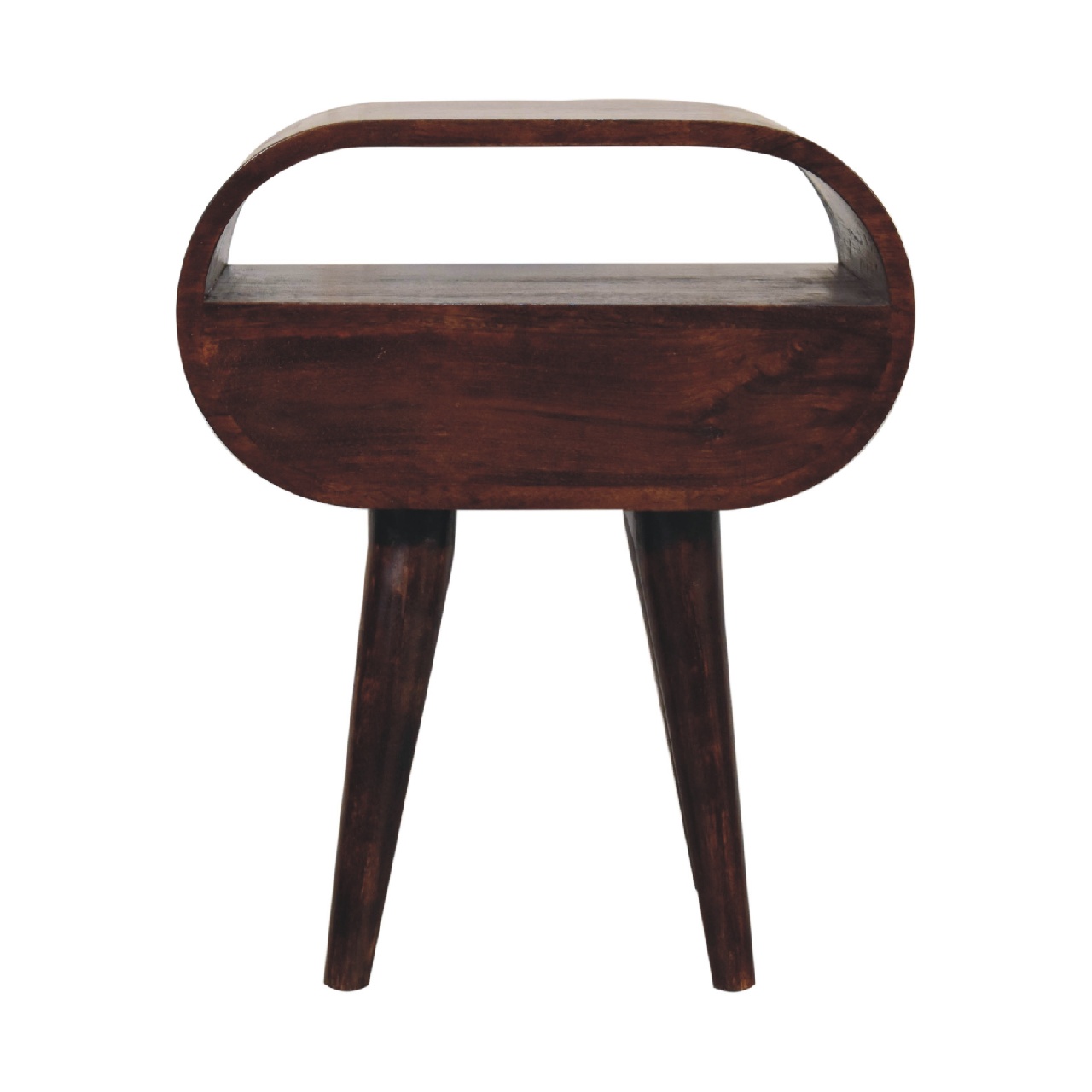 Solid Mango Wood California Walnut 1 Drawer 1 Slot Rounded Bedside - Image 9