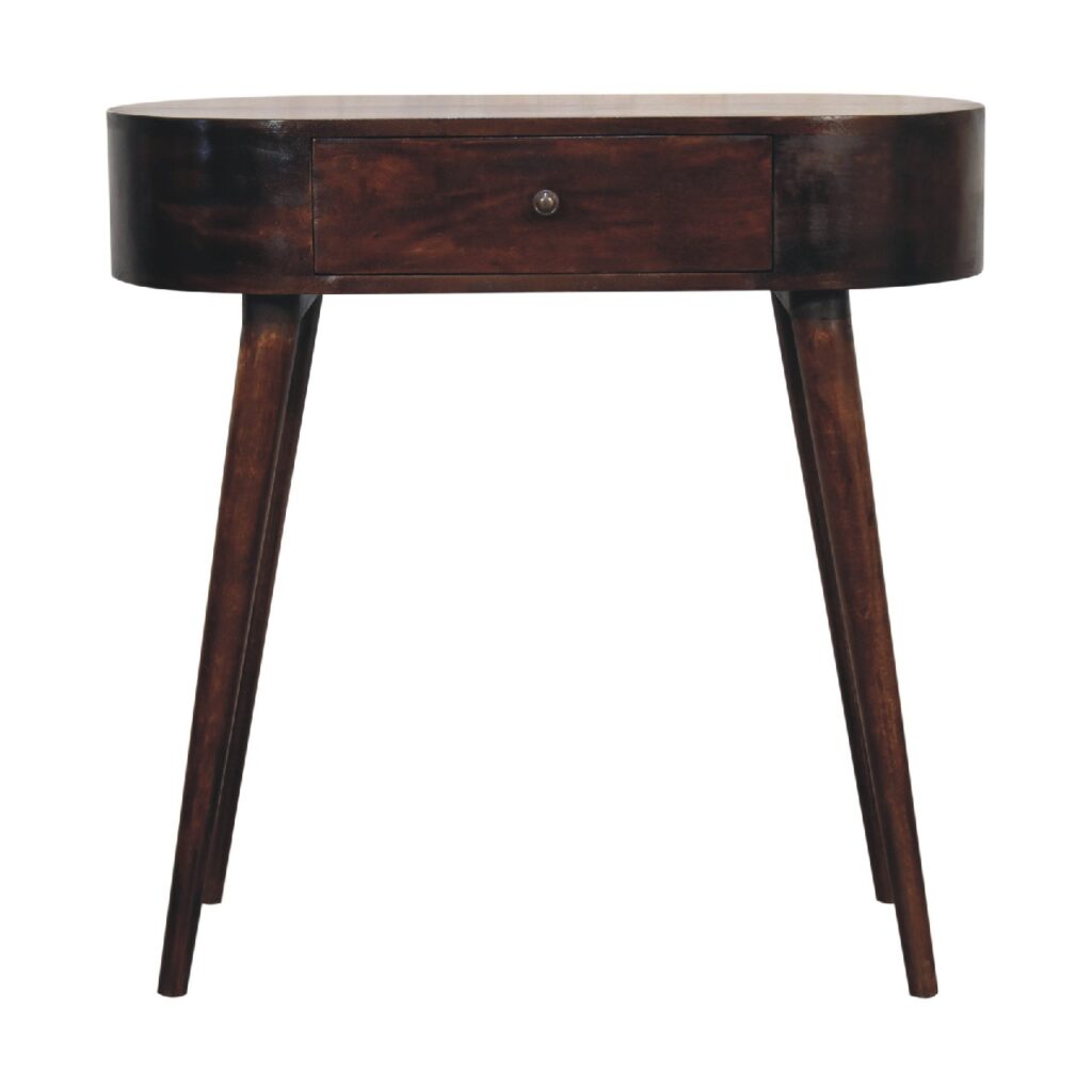 Solid Mango Wood California Walnut Finished 1 Drawer Albion Console Table