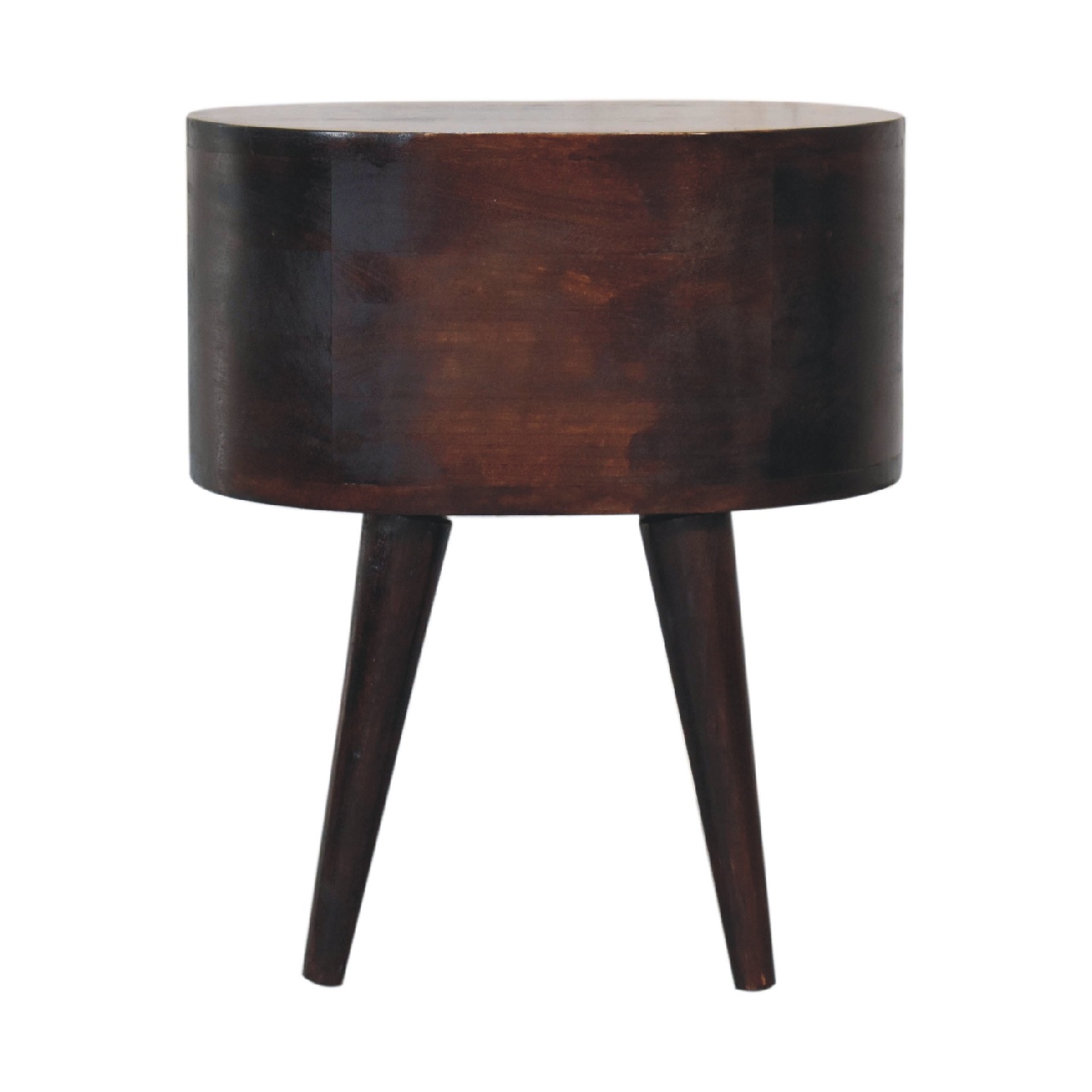 Solid Mango Wood California Walnut Finished 2 Drawer Rounded Bedside Table - Image 9