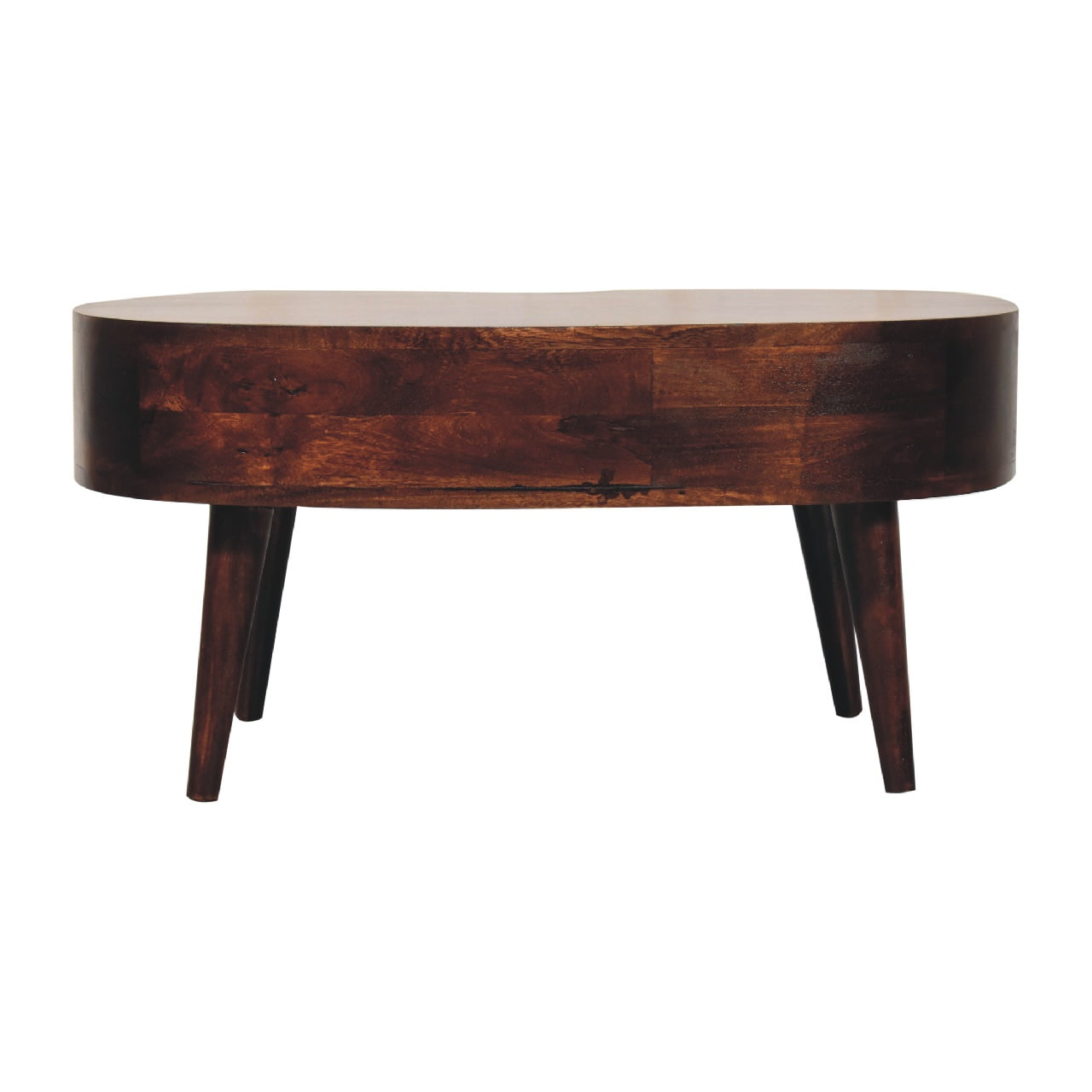 Solid Mango Wood California Walnut 1 Drawer 1 Slot Wave Coffee Table - Image 9