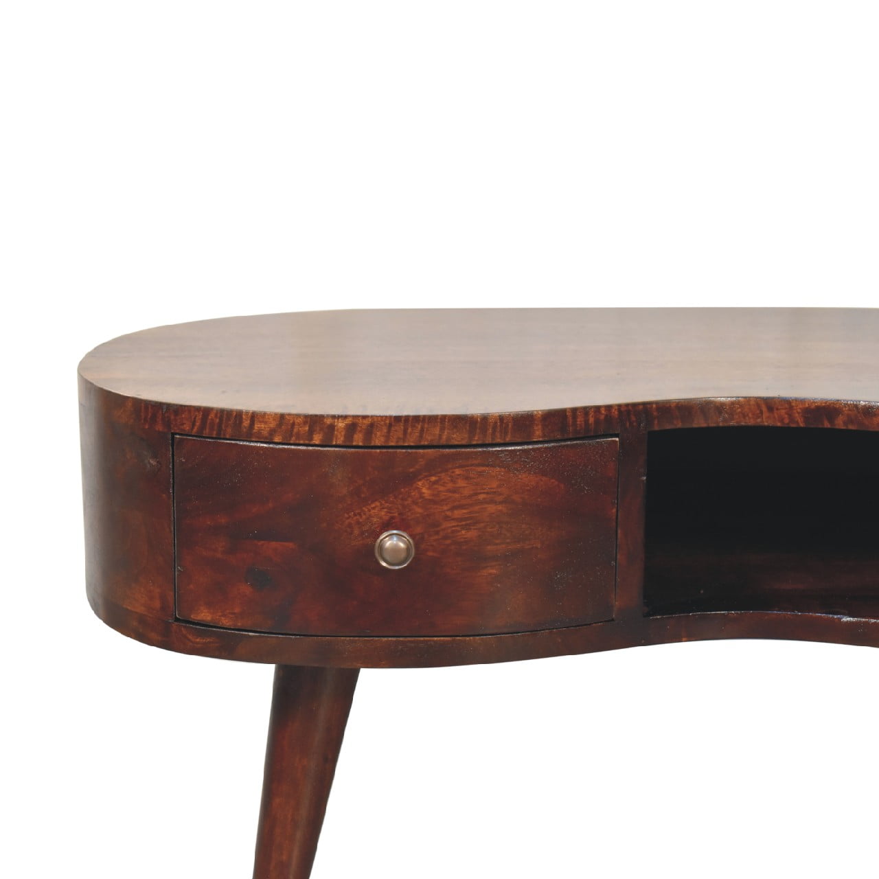 Solid Mango Wood California Walnut 1 Drawer 1 Slot Wave Coffee Table - Image 3