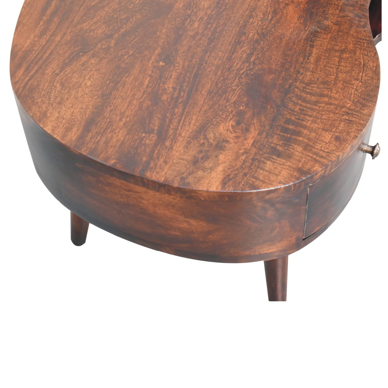 Solid Mango Wood California Walnut 1 Drawer 1 Slot Wave Coffee Table - Image 4