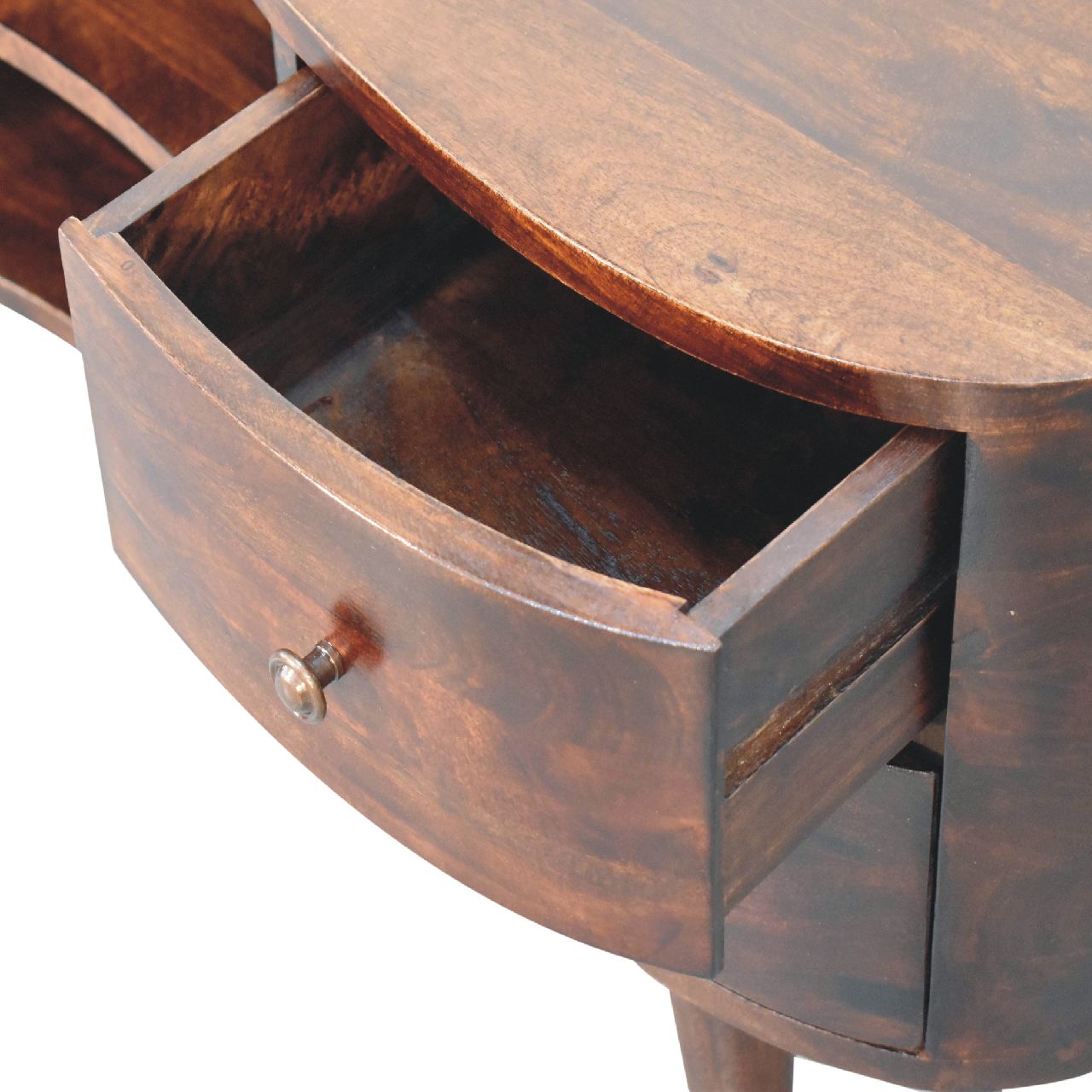 Solid Mango Wood California Walnut Finished 4 Drawer 2 Slot Wave Entertainment Unit - Image 7