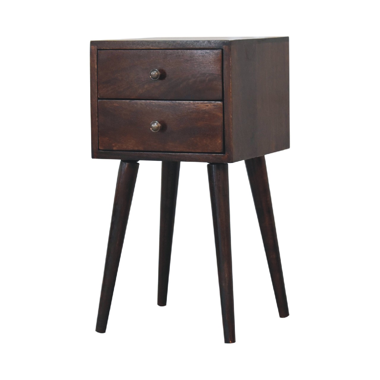 Solid Mango Wood California Walnut 2 Drawer Bedside - Image 3