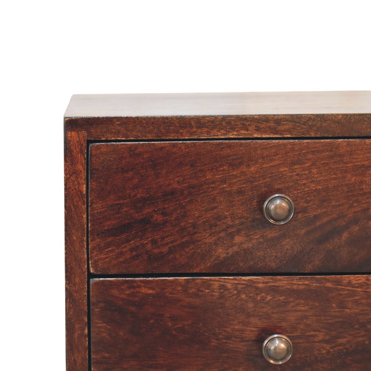 Solid Mango Wood California Walnut 2 Drawer Bedside - Image 4