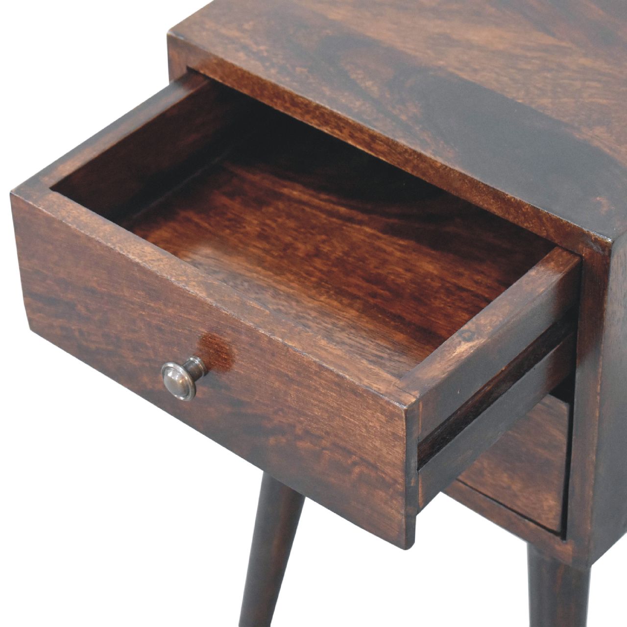 Solid Mango Wood California Walnut 2 Drawer Bedside - Image 6