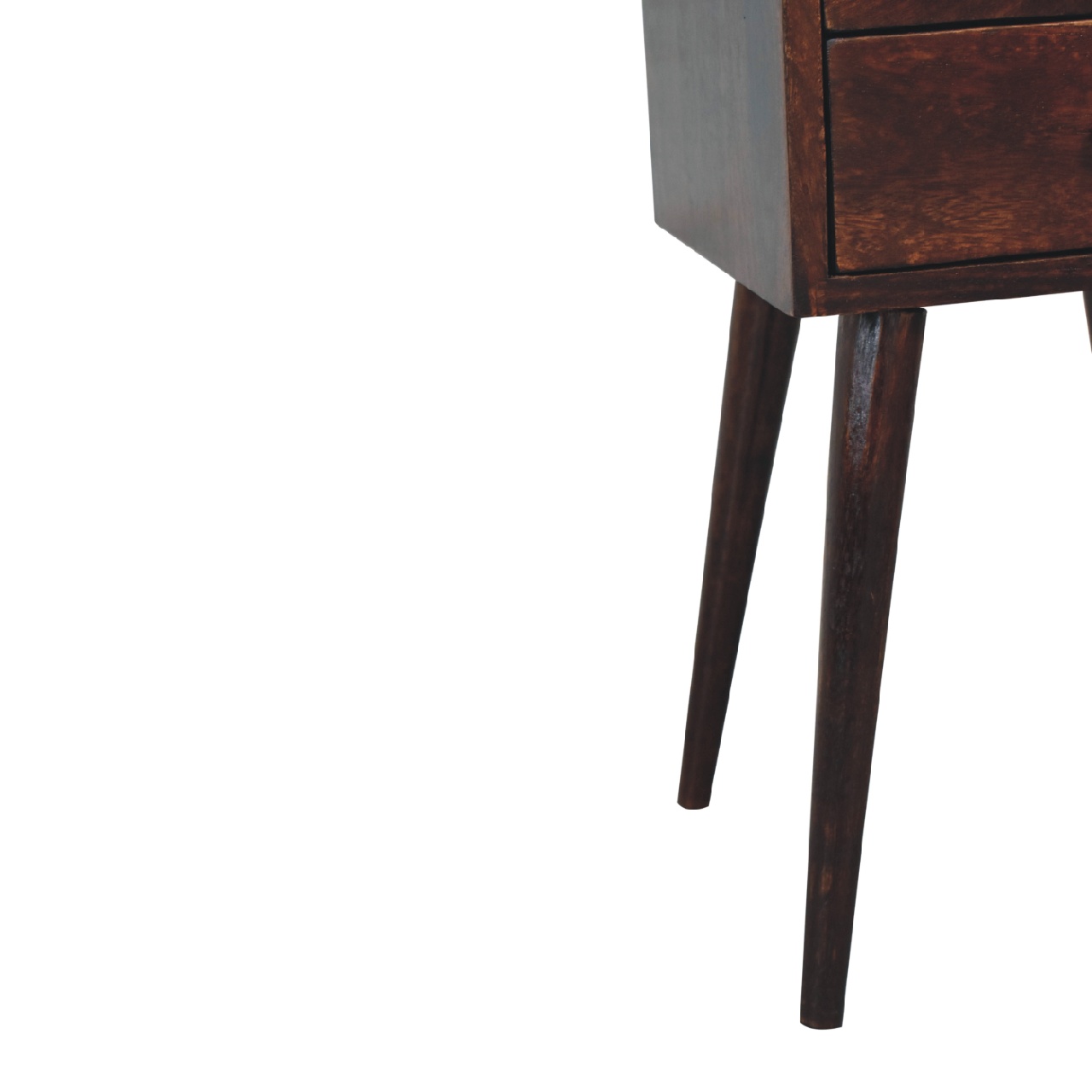 Solid Mango Wood California Walnut 2 Drawer Bedside - Image 7