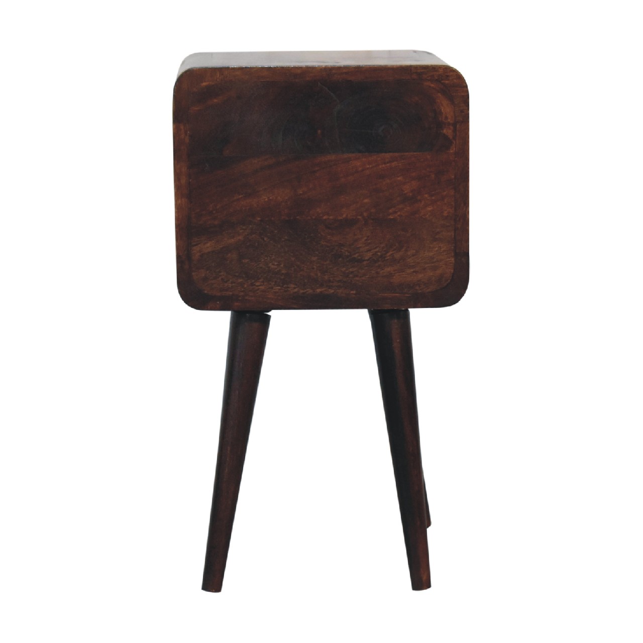 Solid Mango Wood California Walnut 2 Drawer Mini Curved Bedside - Image 9