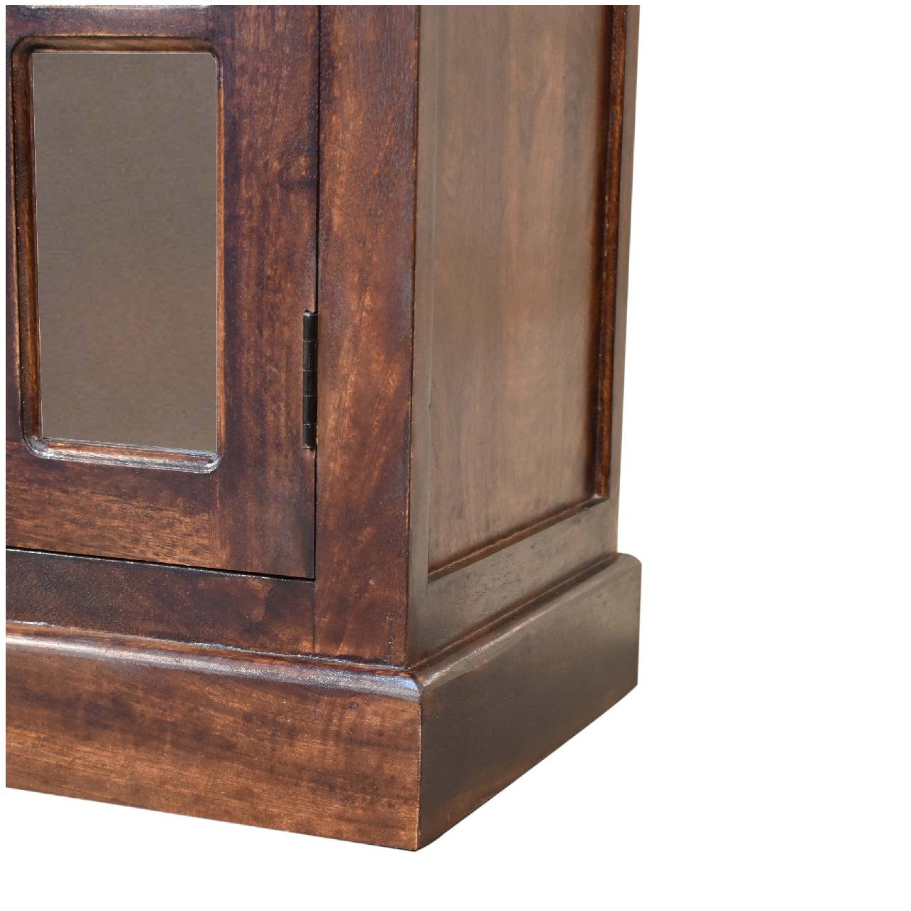 Solid Mango Wood California Walnut 4 Glass Doors 4 Drawers Sideboard - Image 6