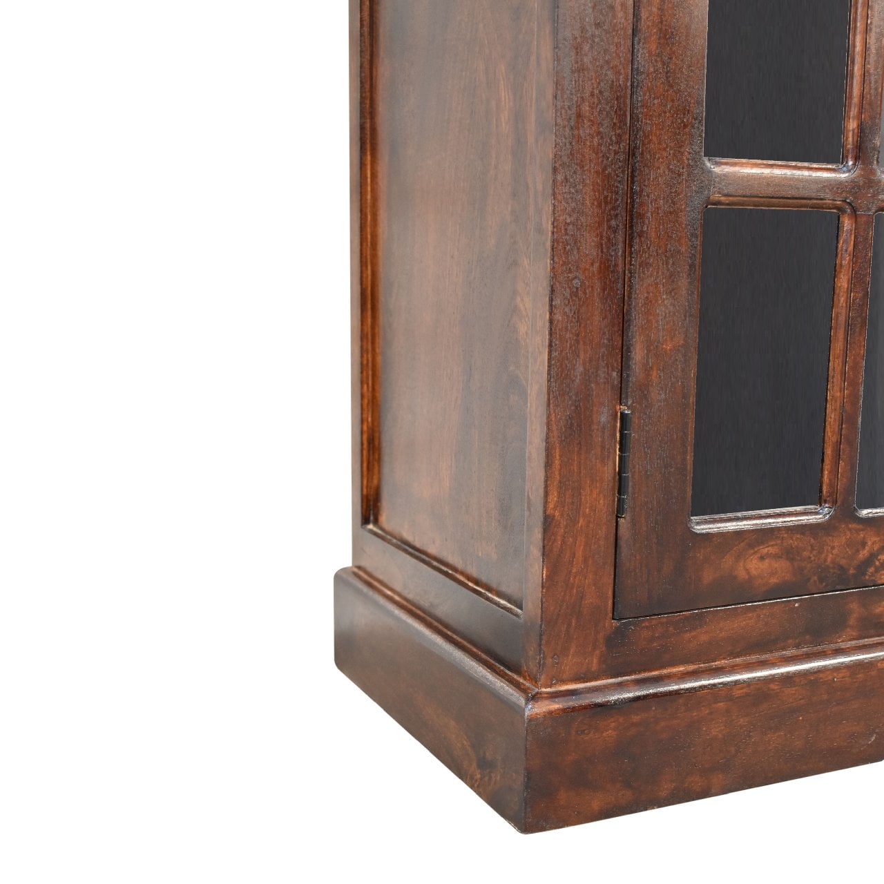 Solid Mango Wood California Walnut Finished 2 Glass Doors 2 Drawers Cabinet - Image 7