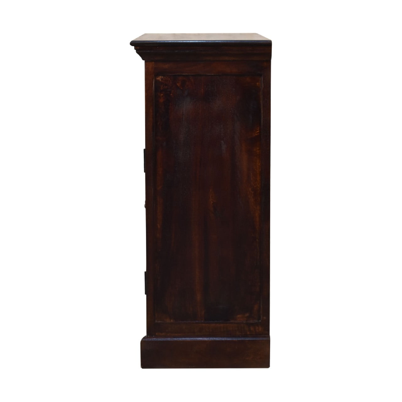Solid Mango Wood California Walnut Finished 2 Glass Doors 2 Drawers Cabinet - Image 9