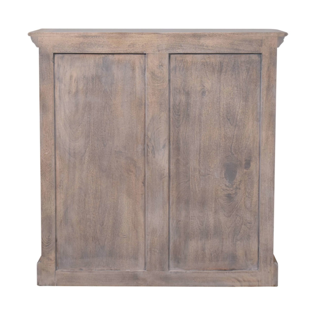 Solid Mango Wood Stone Wash Finished 2 Glass Doors 2 Drawers Cabinet - Image 10