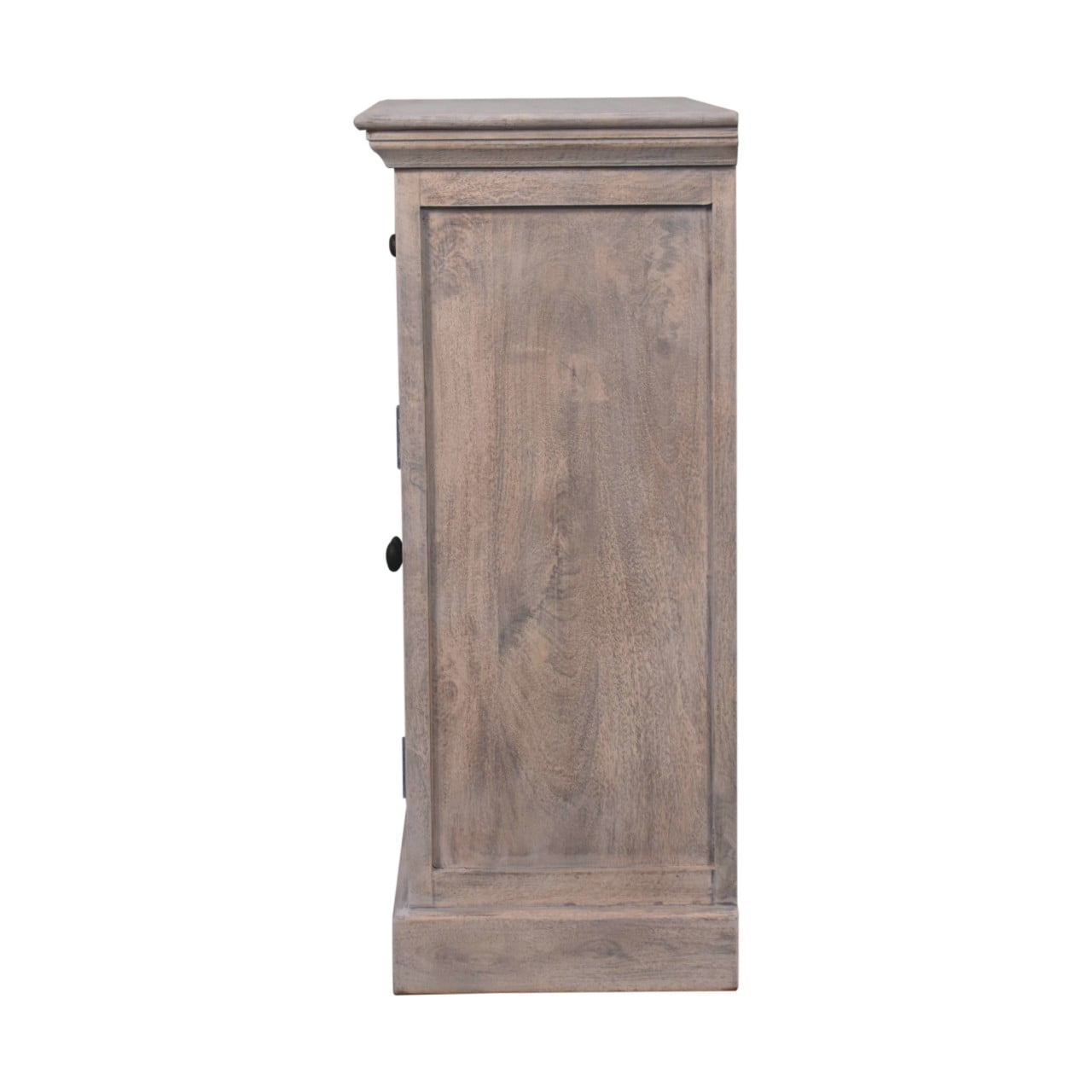 Solid Mango Wood Stone Wash Finished 2 Glass Doors 2 Drawers Cabinet - Image 9