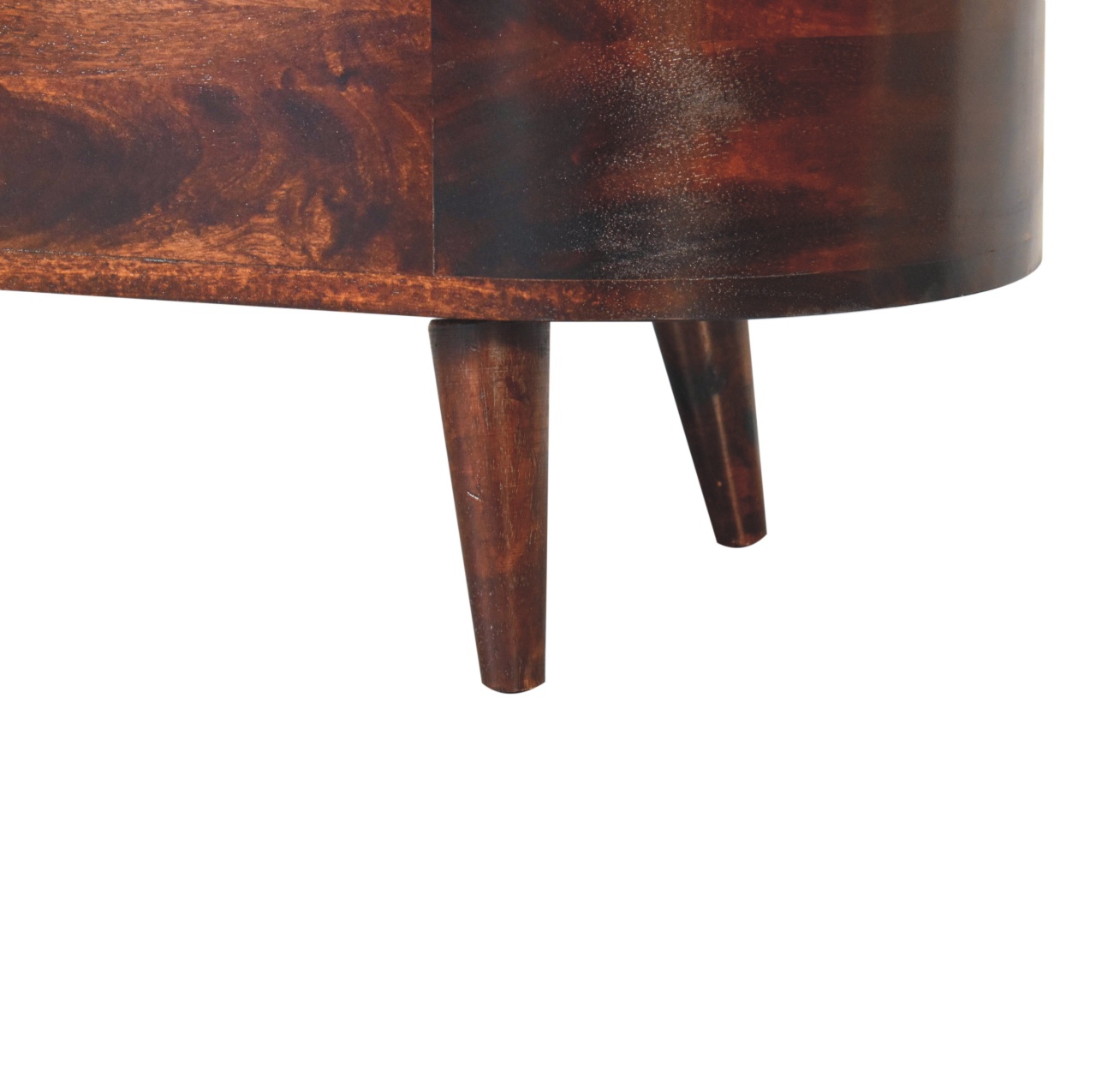 Solid Mango Wood California Walnut Finished Rounded Ottoman/Blanket Box - Image 8
