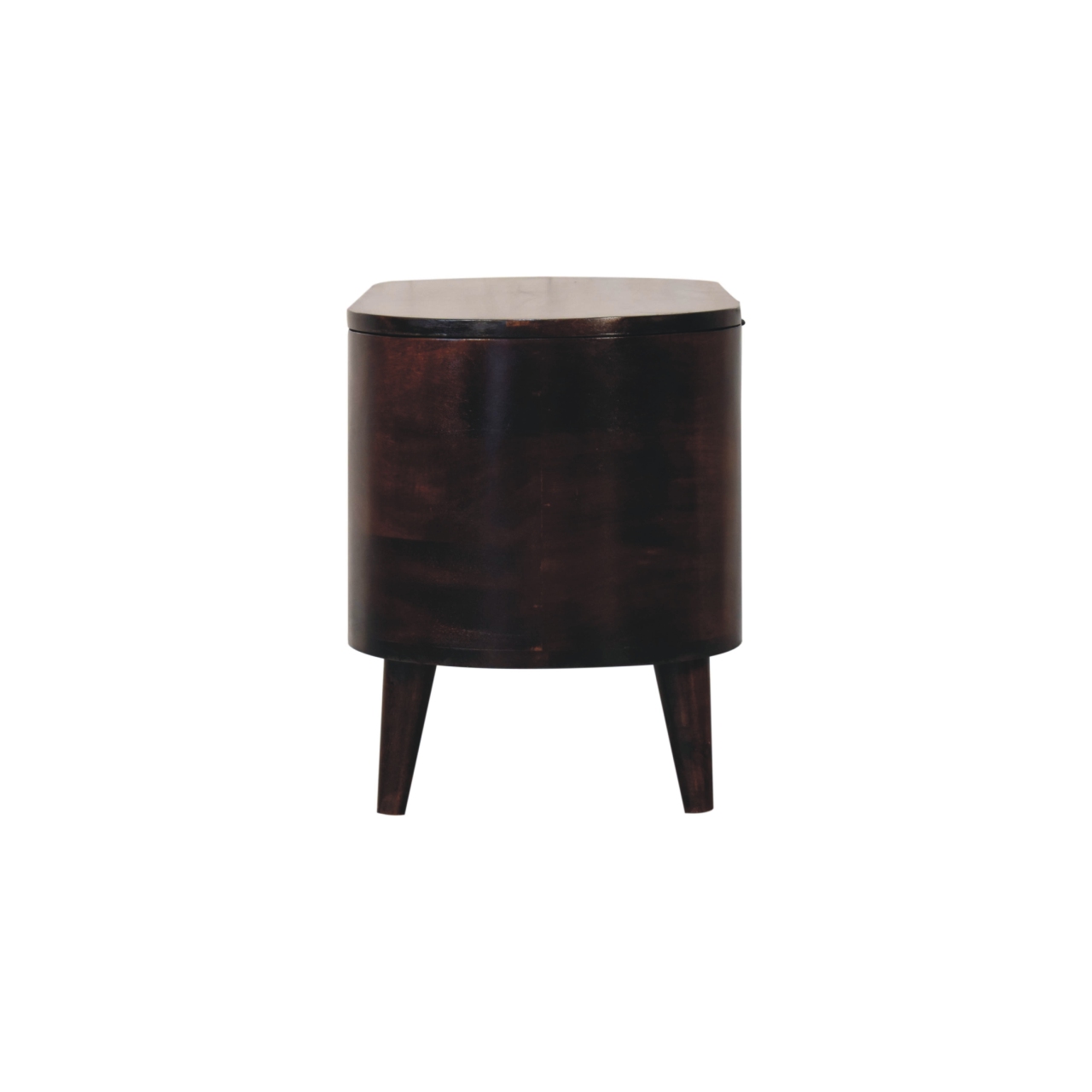 Solid Mango Wood California Walnut Finished Rounded Ottoman/Blanket Box - Image 9