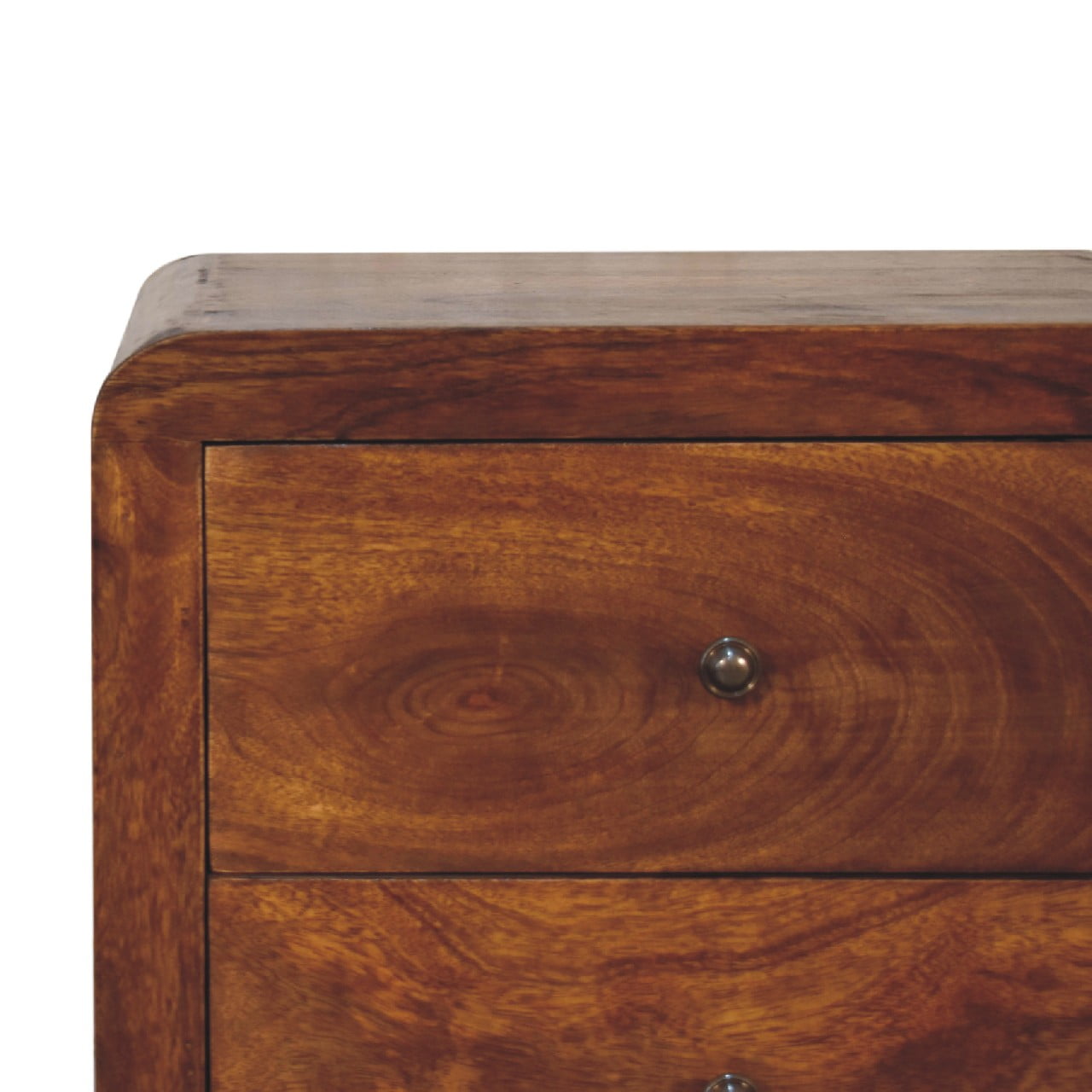 Solid Mango Wood Chestnut Finished 5 Drawer Aspen Tallboy - Image 4