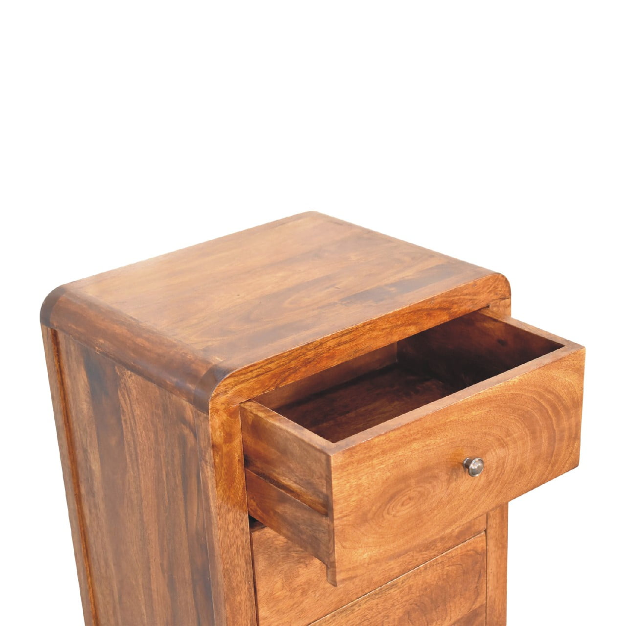 Solid Mango Wood Chestnut Finished 5 Drawer Aspen Tallboy - Image 6
