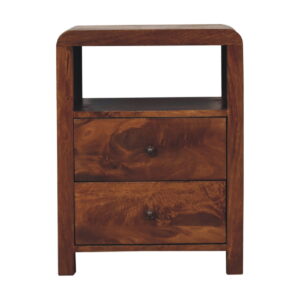 Solid Mango Wood Chestnut Finished 2 Drawer Aspen Bedside