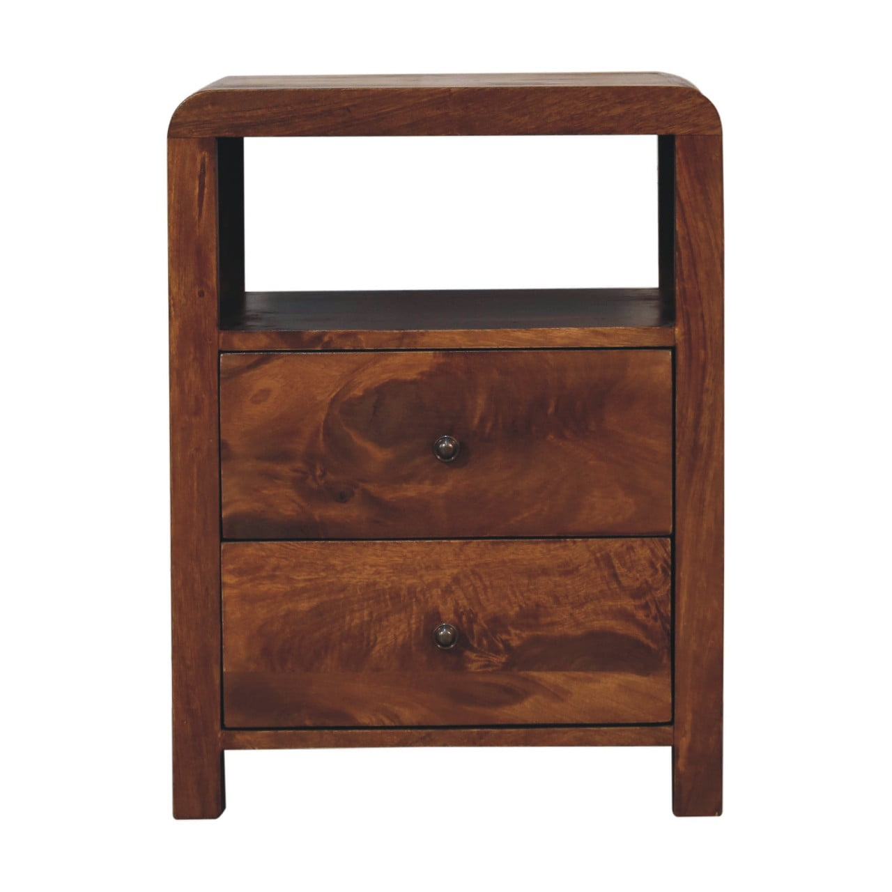Solid Mango Wood Chestnut Finished 2 Drawer Aspen Bedside