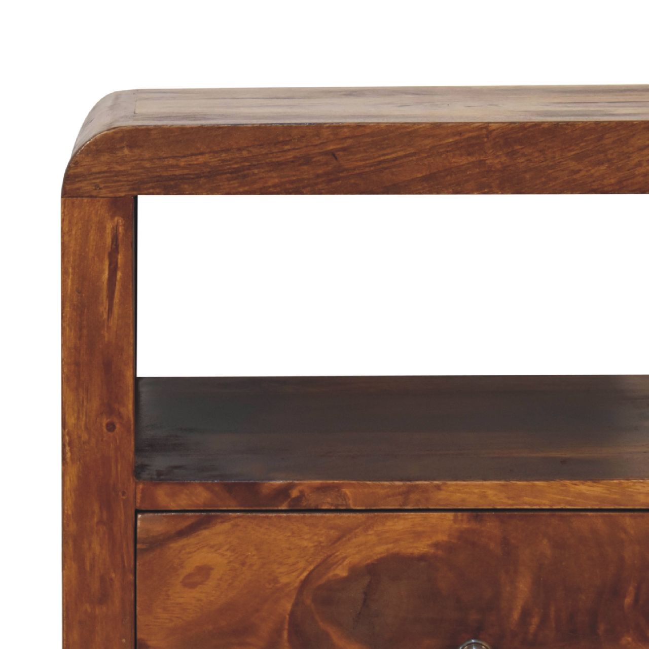 Solid Mango Wood Chestnut Finished 2 Drawer Aspen Bedside - Image 4