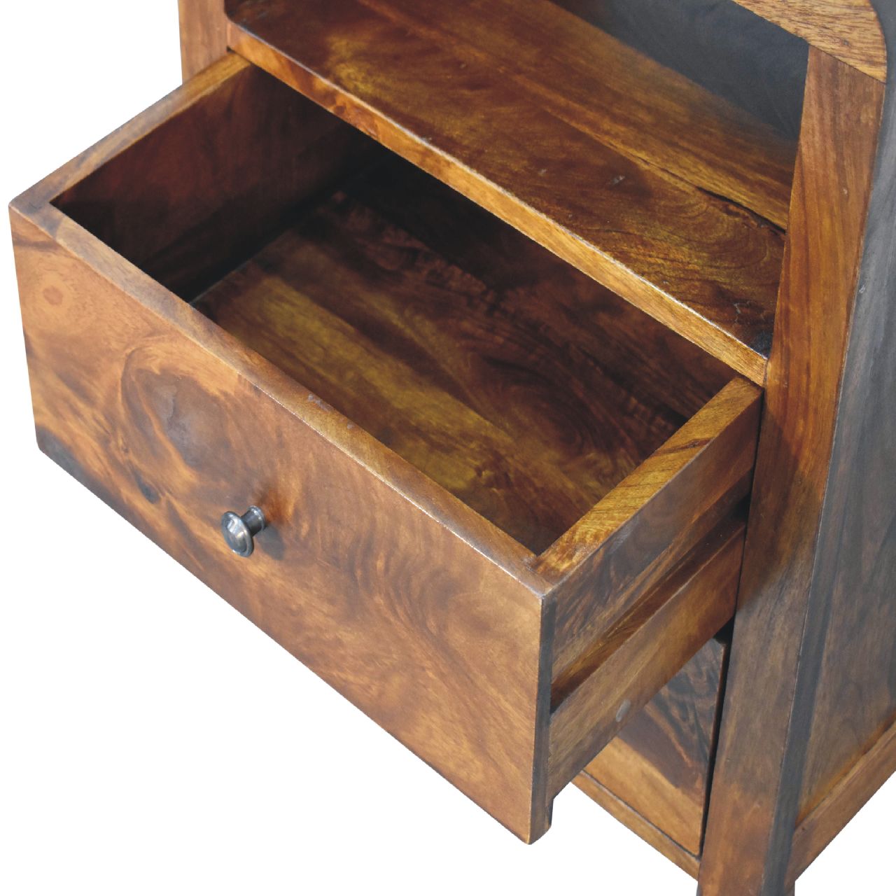 Solid Mango Wood Chestnut Finished 2 Drawer Aspen Bedside - Image 6