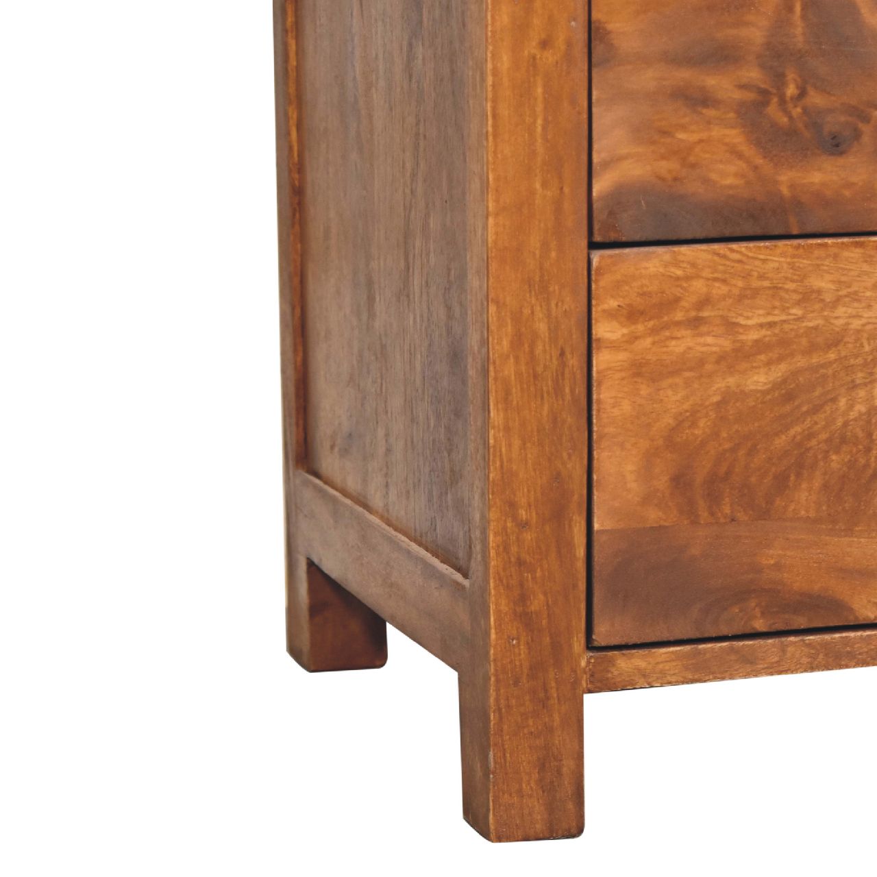 Solid Mango Wood Chestnut Finished 2 Drawer Aspen Bedside - Image 7