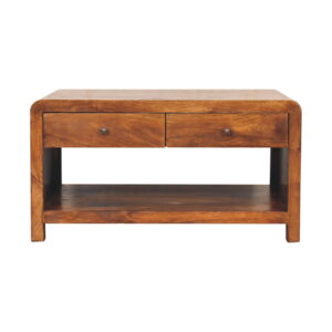 Solid Mango Wood Chestnut Finished 2 Drawer Aspen Coffee Table