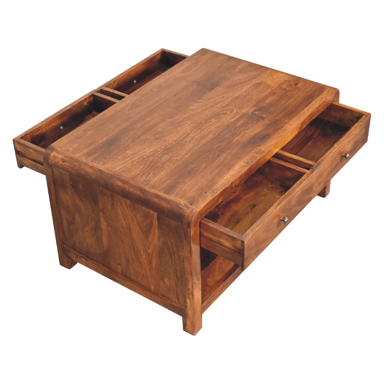 Solid Mango Wood Chestnut Finished 2 Drawer Aspen Coffee Table - Image 8