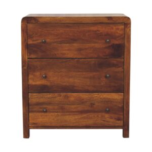 Solid Mango Wood Chestnut Finished 3 Drawer Aspen Chest
