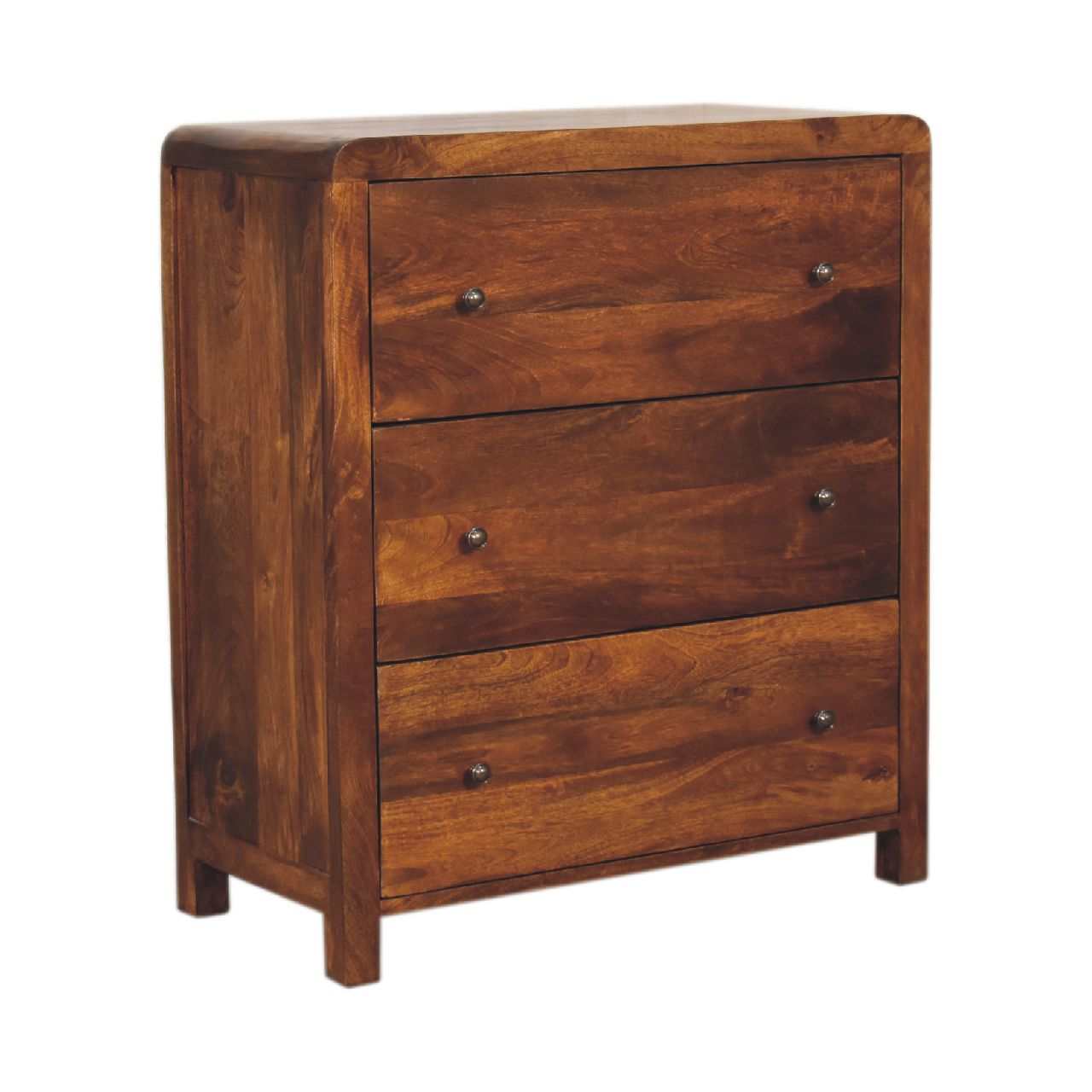 Solid Mango Wood Chestnut Finished 3 Drawer Aspen Chest - Image 2
