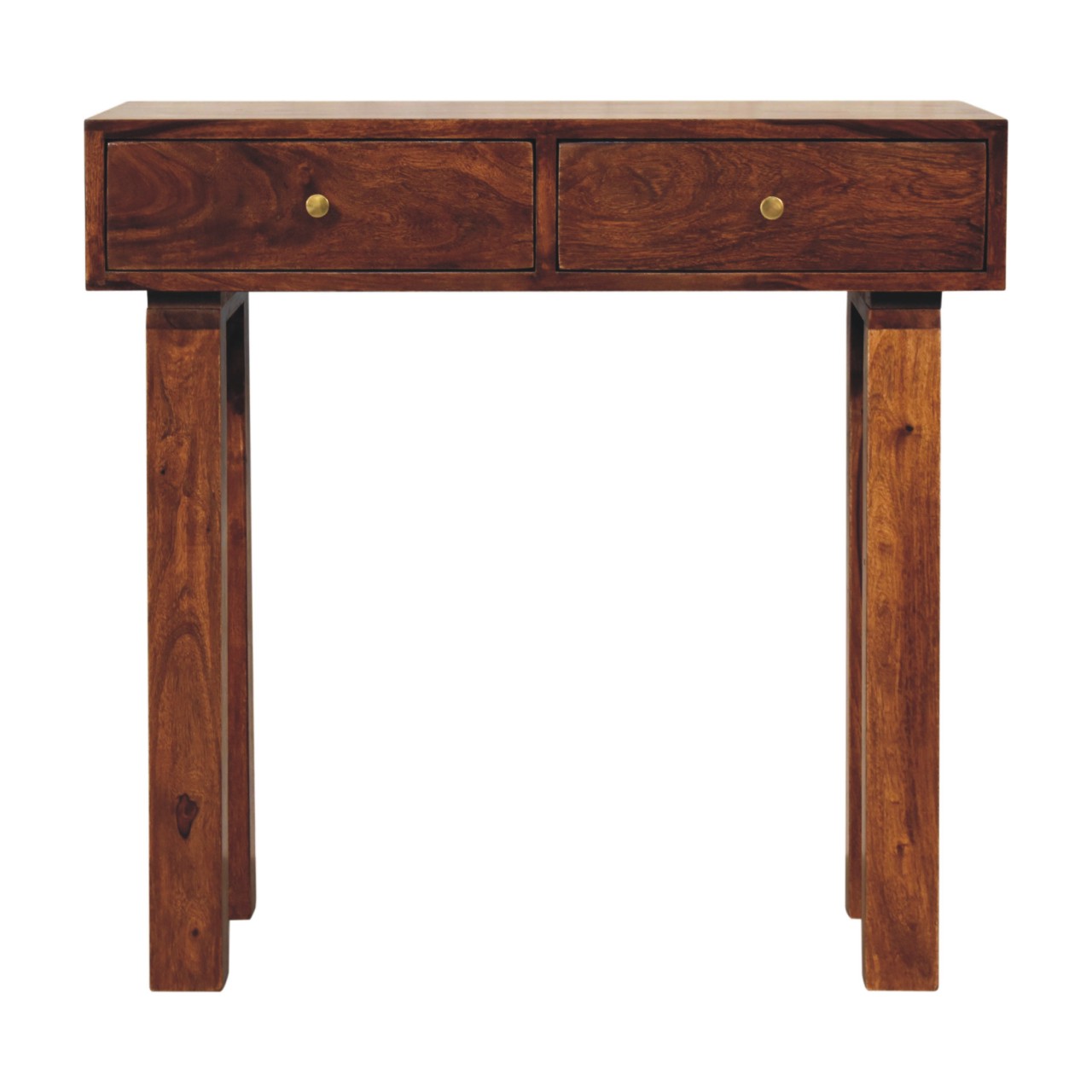 Solid Mango Wood Chestnut Finished 2 Drawer Tula Console Table