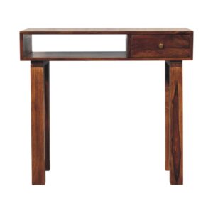 Solid Sheesham Wood Chestnut Finished 1 Drawer Tula Writing Desk