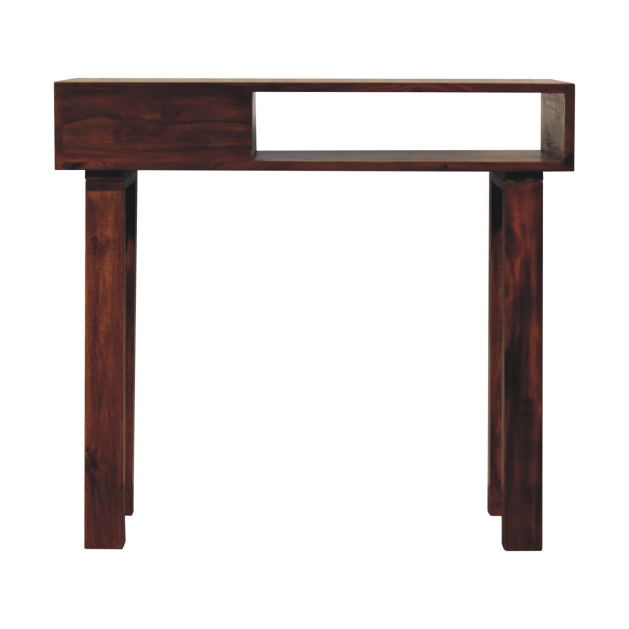 Solid Sheesham Wood Chestnut Finished 1 Drawer Tula Writing Desk - Image 10