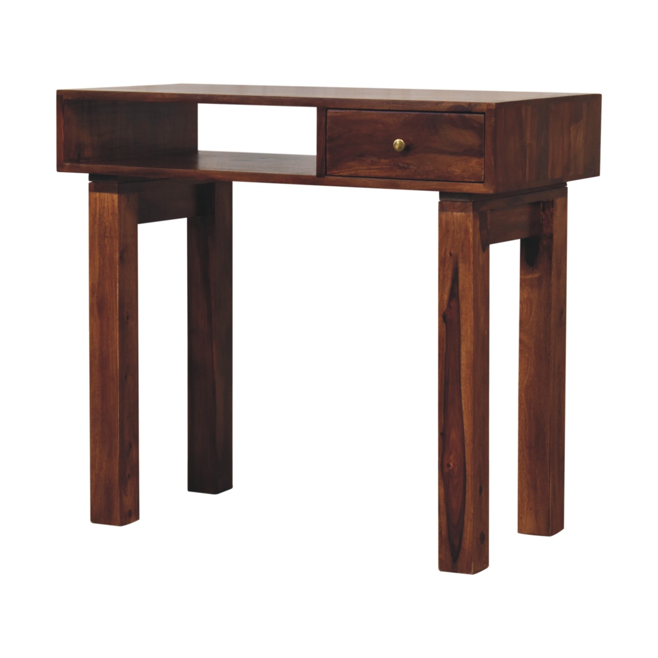 Solid Sheesham Wood Chestnut Finished 1 Drawer Tula Writing Desk - Image 3