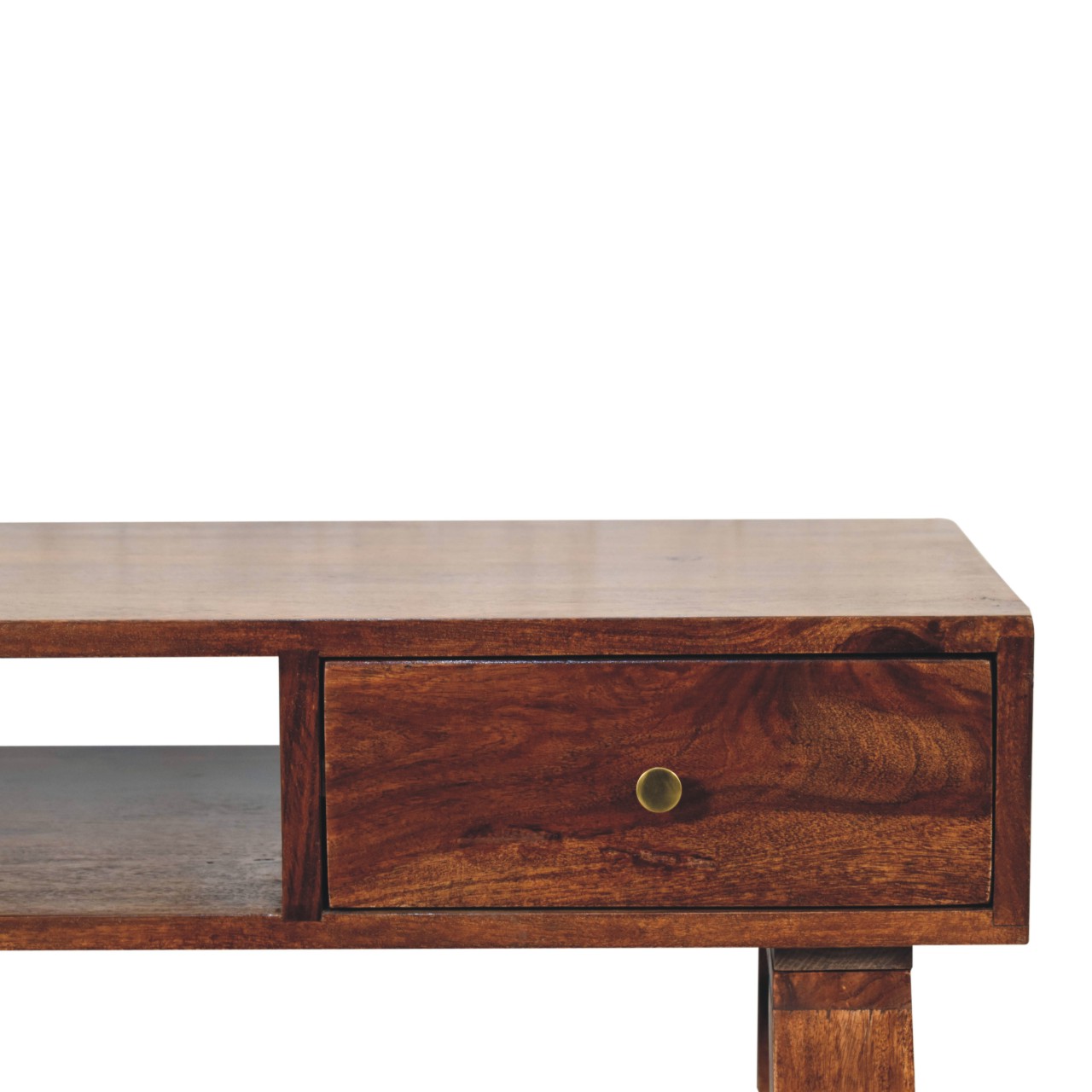 Solid Sheesham Wood Chestnut Finished 1 Drawer Tula Writing Desk - Image 4