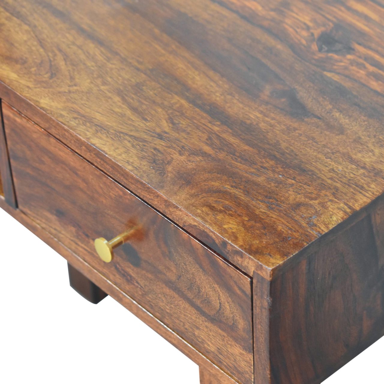 Solid Sheesham Wood Chestnut Finished 1 Drawer Tula Writing Desk - Image 5