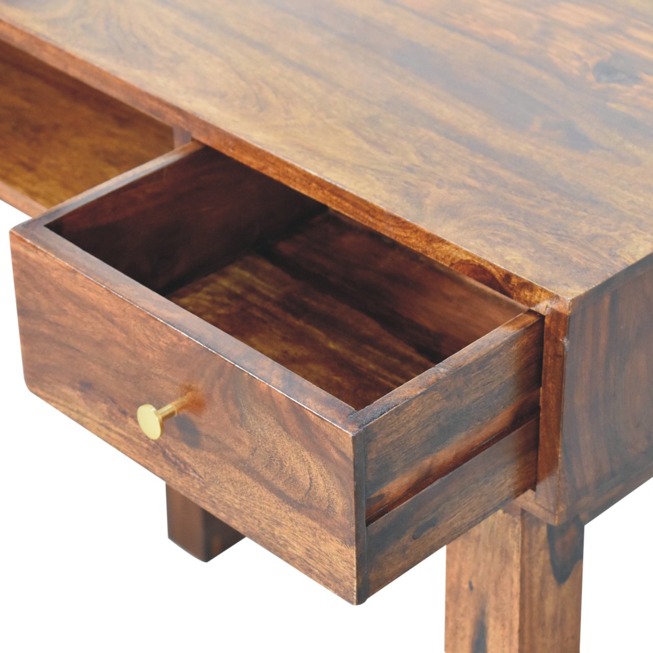 Solid Sheesham Wood Chestnut Finished 1 Drawer Tula Writing Desk - Image 6