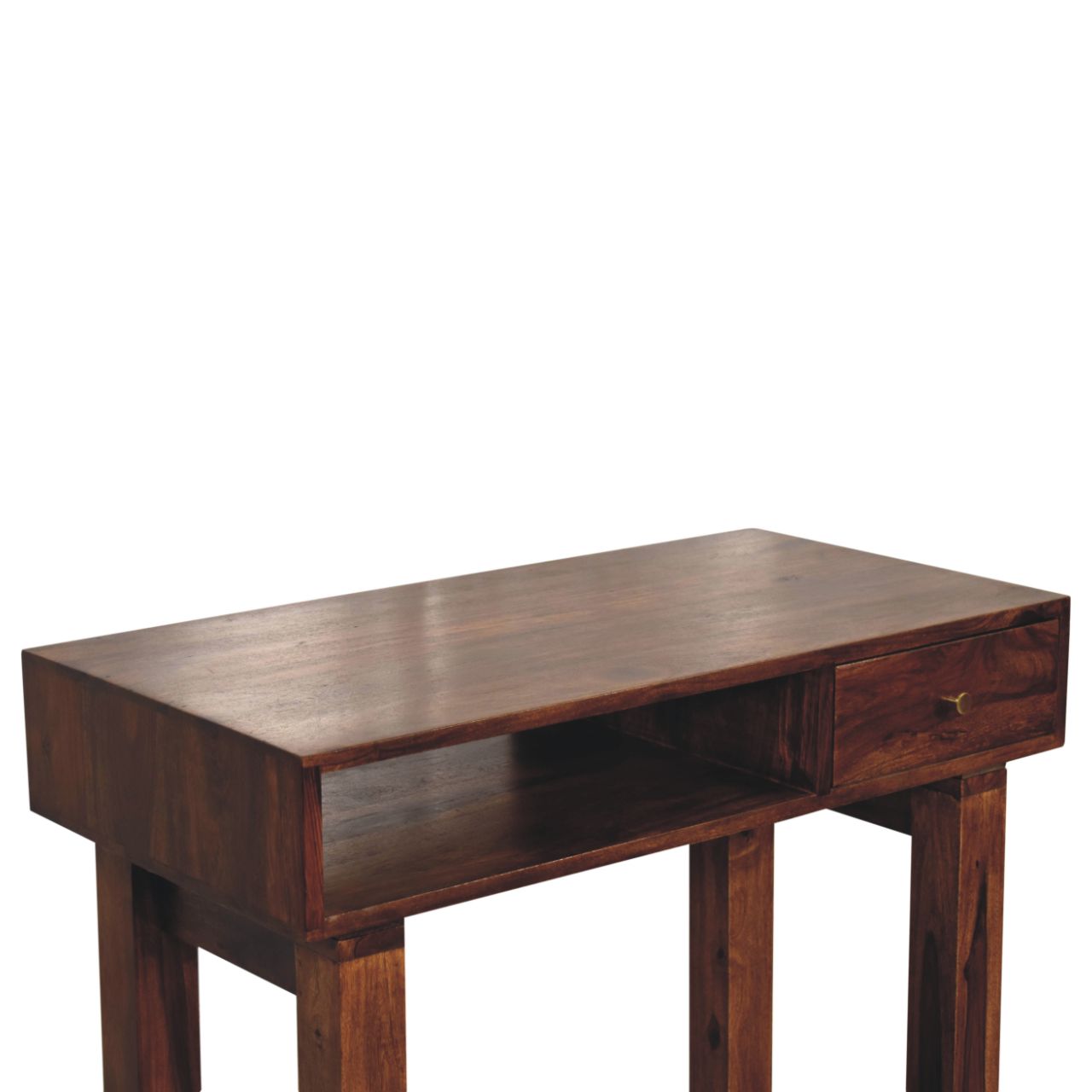 Solid Sheesham Wood Chestnut Finished 1 Drawer Tula Writing Desk - Image 7